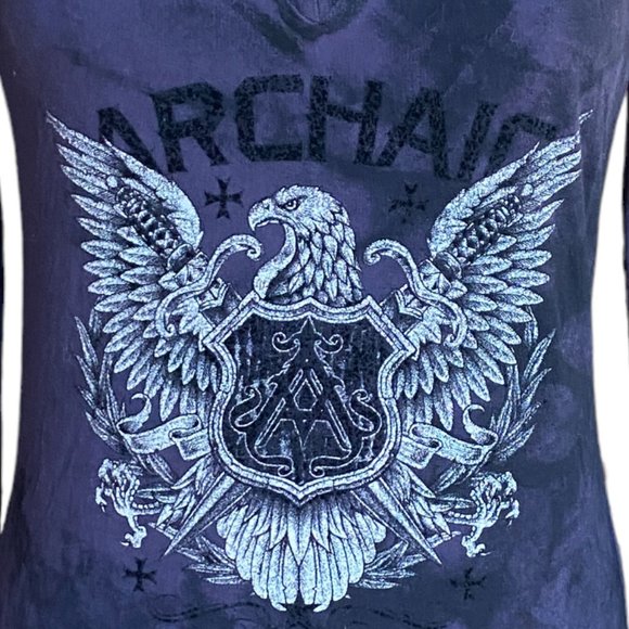 Archaic by Affliction Free Air Y2K Tattoo Graphic Eagle US Flag Grunge Top-L - Picture 3 of 15